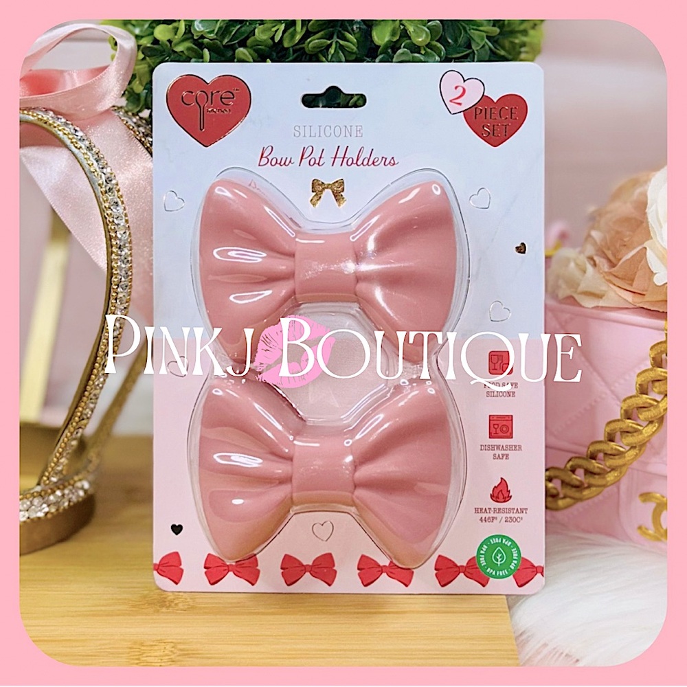 💗🎀{Bow Shape} Silicone Pot Holders Set | {Core} Kitchen Glam Collection!